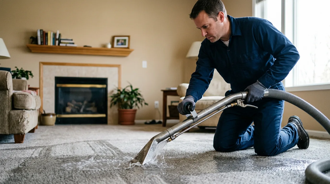 Water damage restoration technician working near Dysart, PA